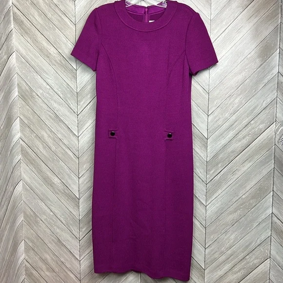 St. John | Dresses | St John Collection Ana Boucl Knit Fuchsia Purple Dress  6 | Poshmark
